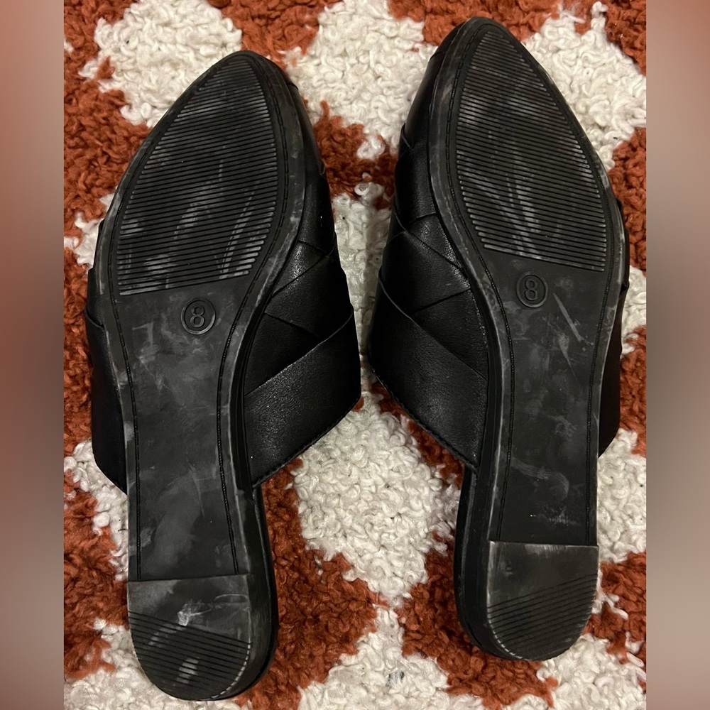 Black Weave Slip On Pointed Toe Slides - image 2